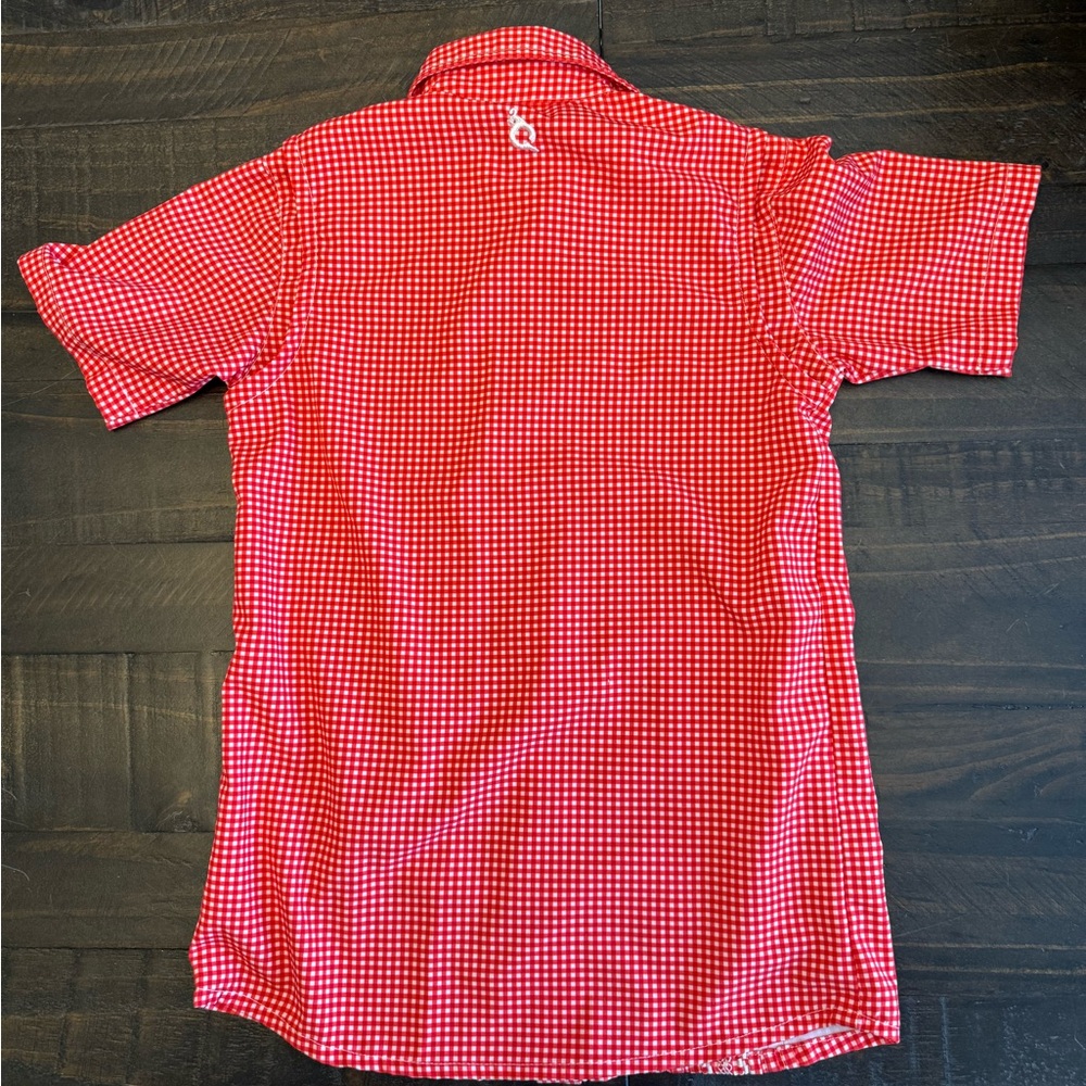 Blue Quail Little Girls Gingham Guayabera Red White Dress 2T - Picture 8 of 15